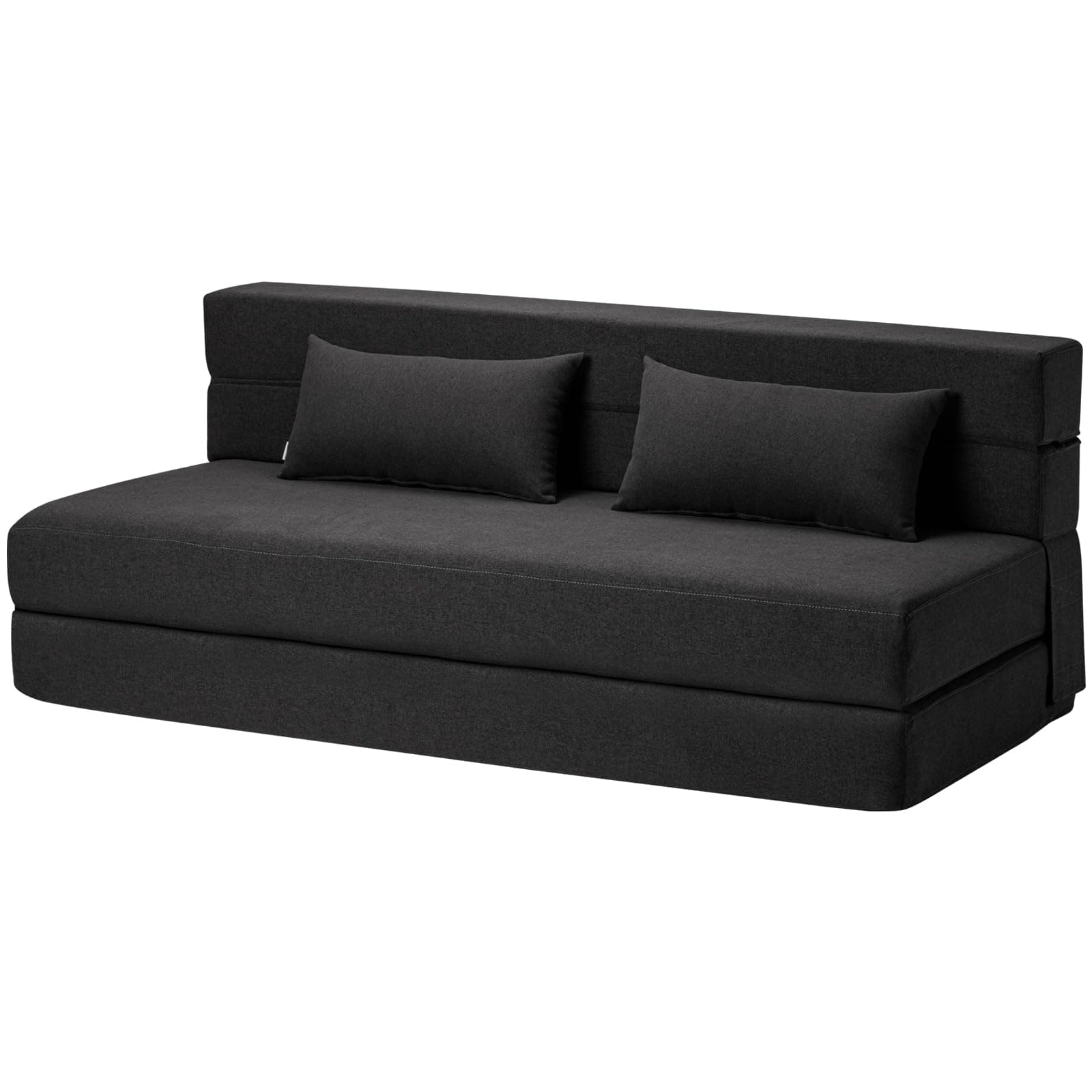 Folding Sofa Bed with Pillows- Convertible Chair Floor Couch & Sleeping Mattress, Foldable Memory Foam Sleeper for Living Room/Dorm/Guest Room/Home Office/Apartment/Loft, Queen, Dark Gray