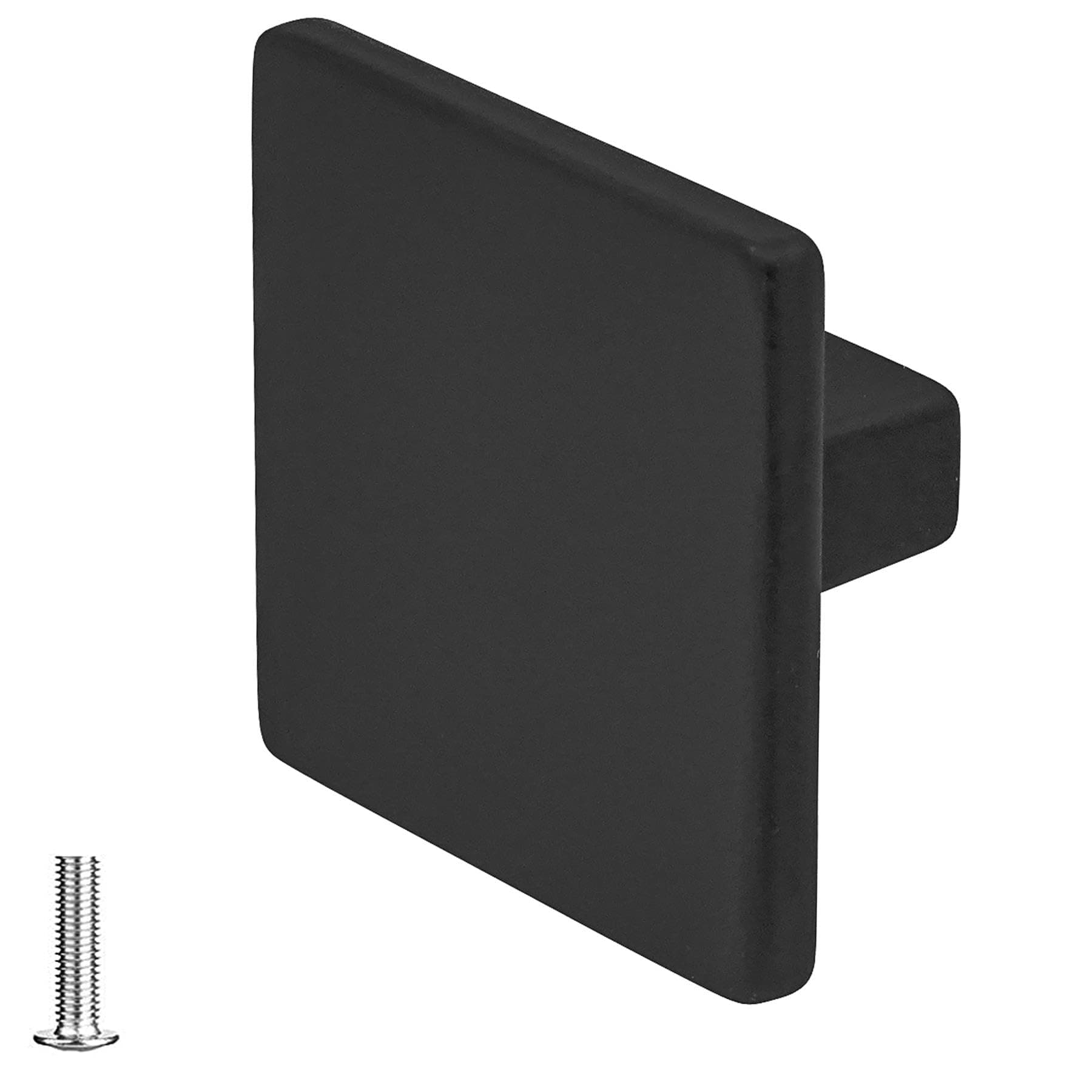 Decoranddecor Calla Square Cabinet Knob Door Pull Handle Kitchen Cupboard Furniture Drawer (1 Pack, Matt Black)