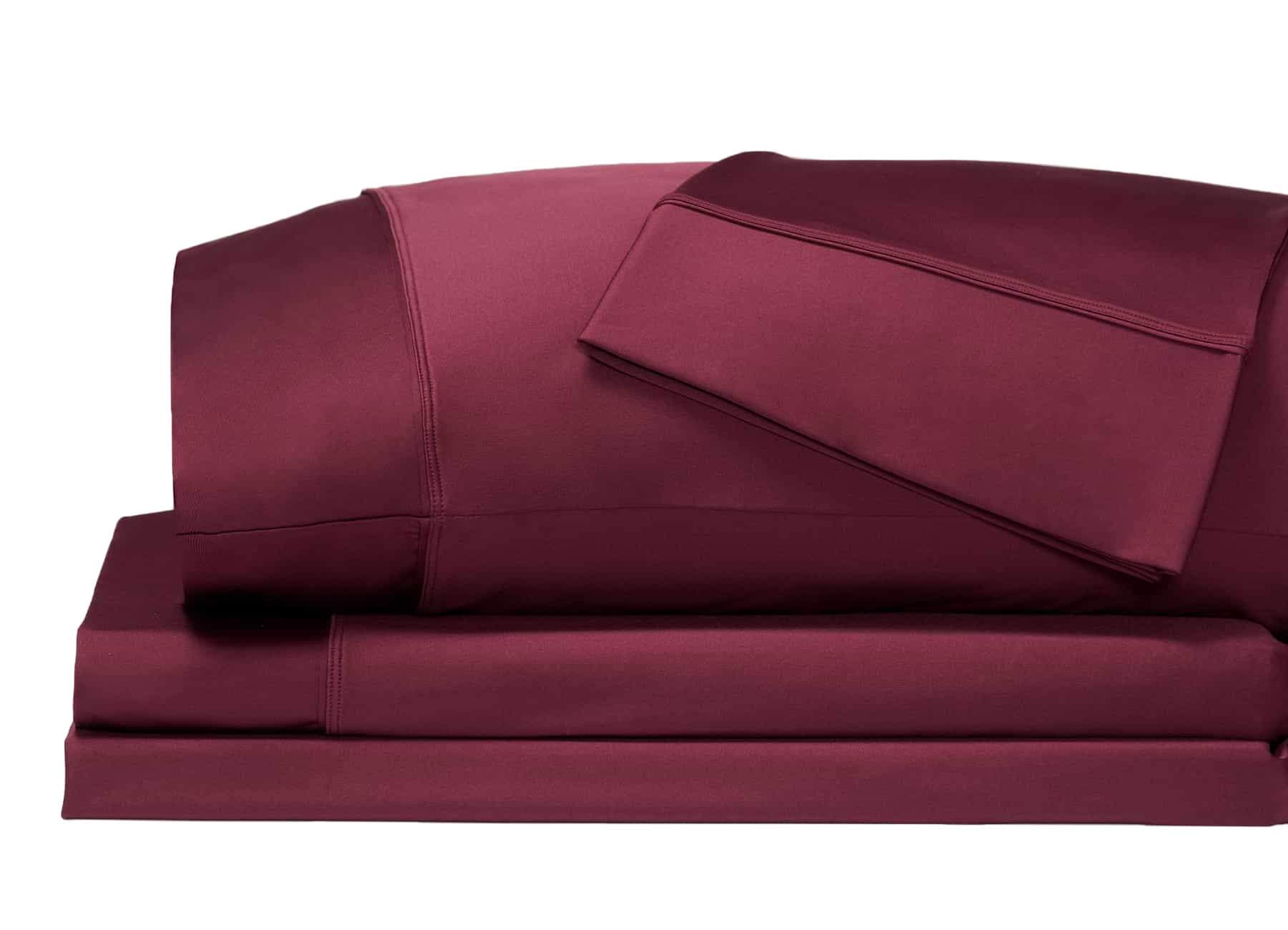 SHEEX - Original Performance Sheet Set with 2 Pillowcases, Ultra-Soft Fabric Cooling and Breathes Better Than Traditional Cotton - Garnet, King/California King