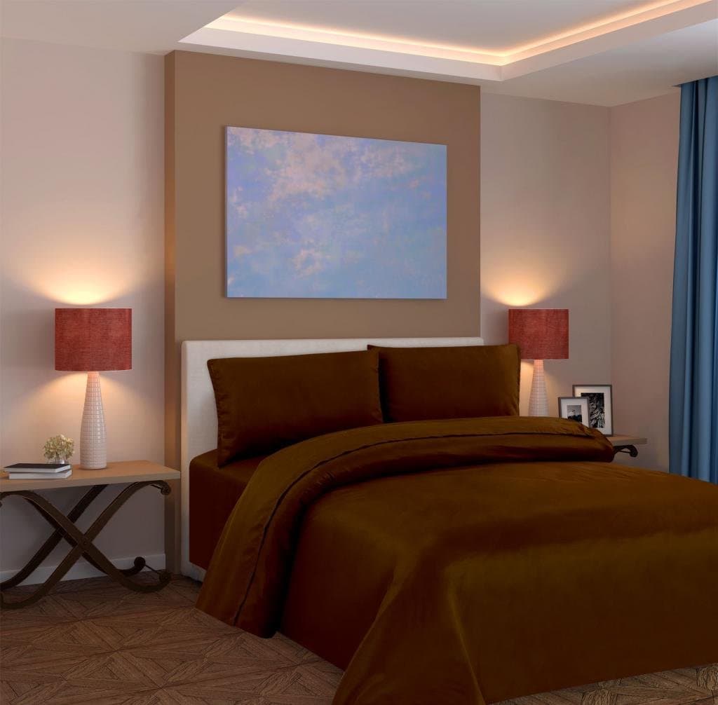 Collection Affordable 4 Piece Sheet Set - King Size, Mocha