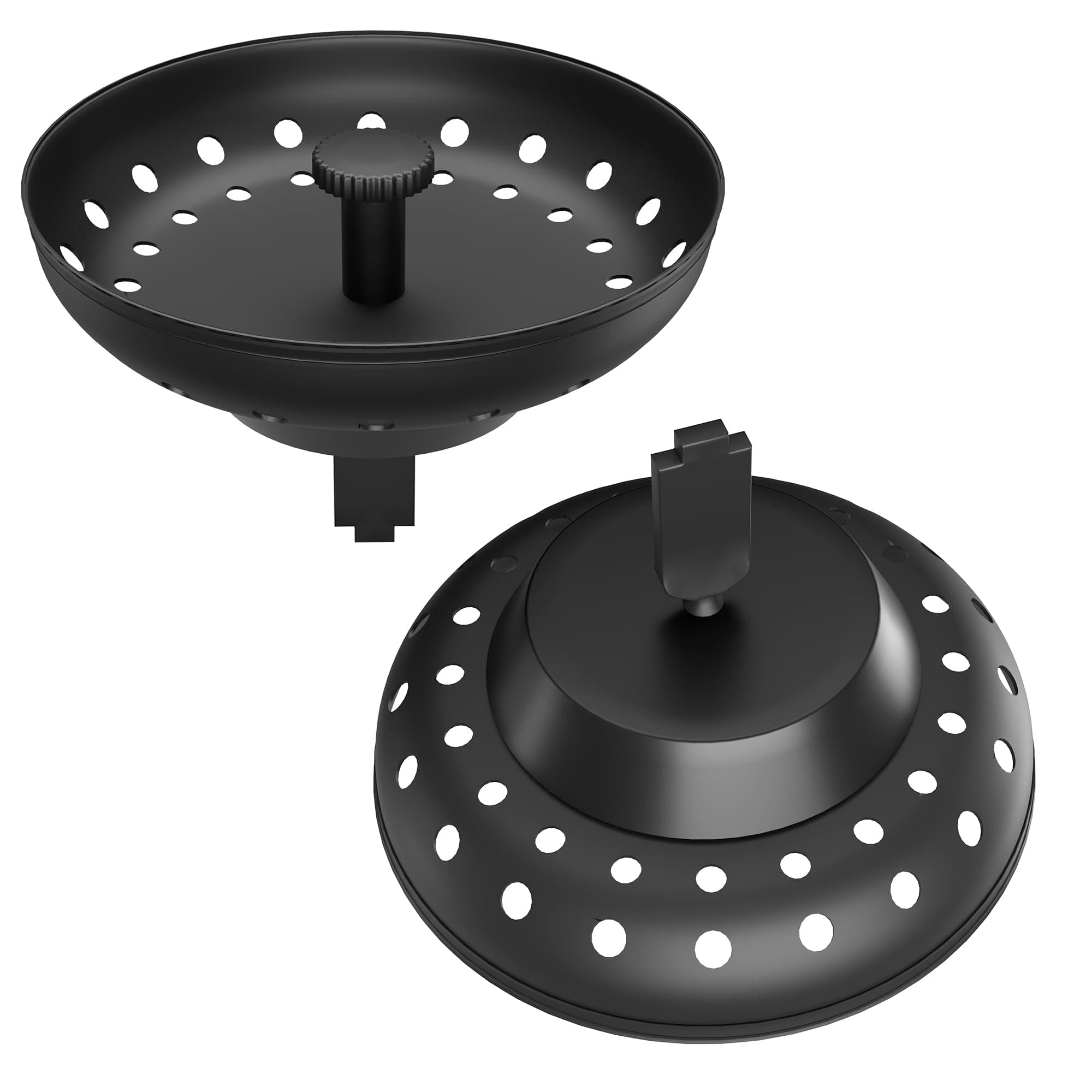 Sink Strainer for Kitchen Sink 2 Pack Stopper Combo Basket Replacement for Standard 3-1/2 Inch Drain with Stainless Steel Kitchen Sink Drain Basket with Rubber Sink Stopper Bottom Matte Black