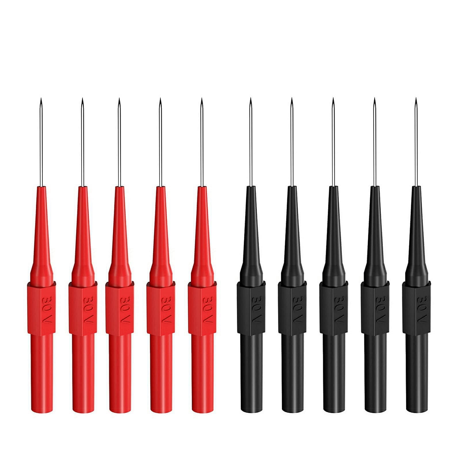 TERRIFI 10 Pack Auto Repair Test Probe, Back Probe kit,Test Leads Probes 4mm Banana Plug,utomotive Diagnostic Test Accessories Repair Tools Needle 0.7mm (Red and Black)