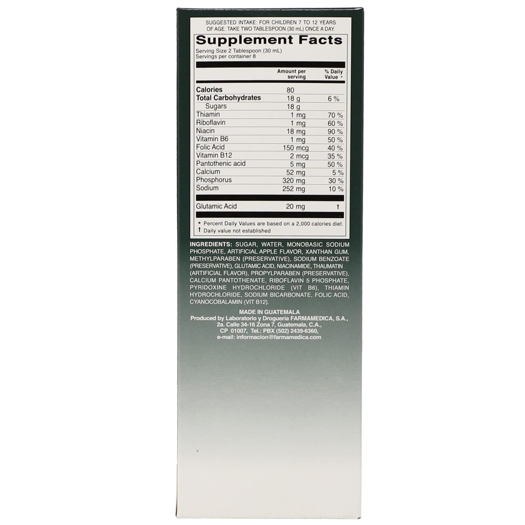 SUKROL, B-Complex, Help Children Improve Cognitive Focus, Apple Flavor Syrup, 240 ml, Bottle