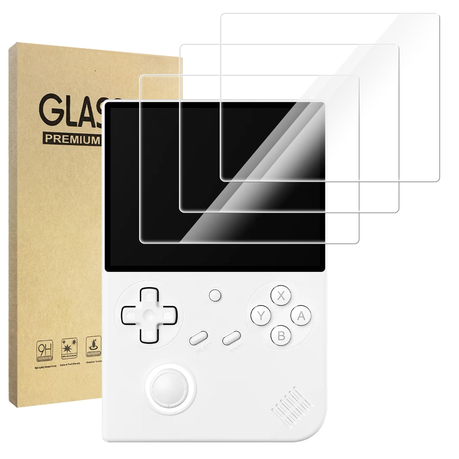 Hianjoo 3-Pack Screen Protector Compatible with ANBERNIC RG40XX V Handheld Game Console 4", [HD Clarity] [9 Hardness] [Anti-Scratch] Tempered Glass