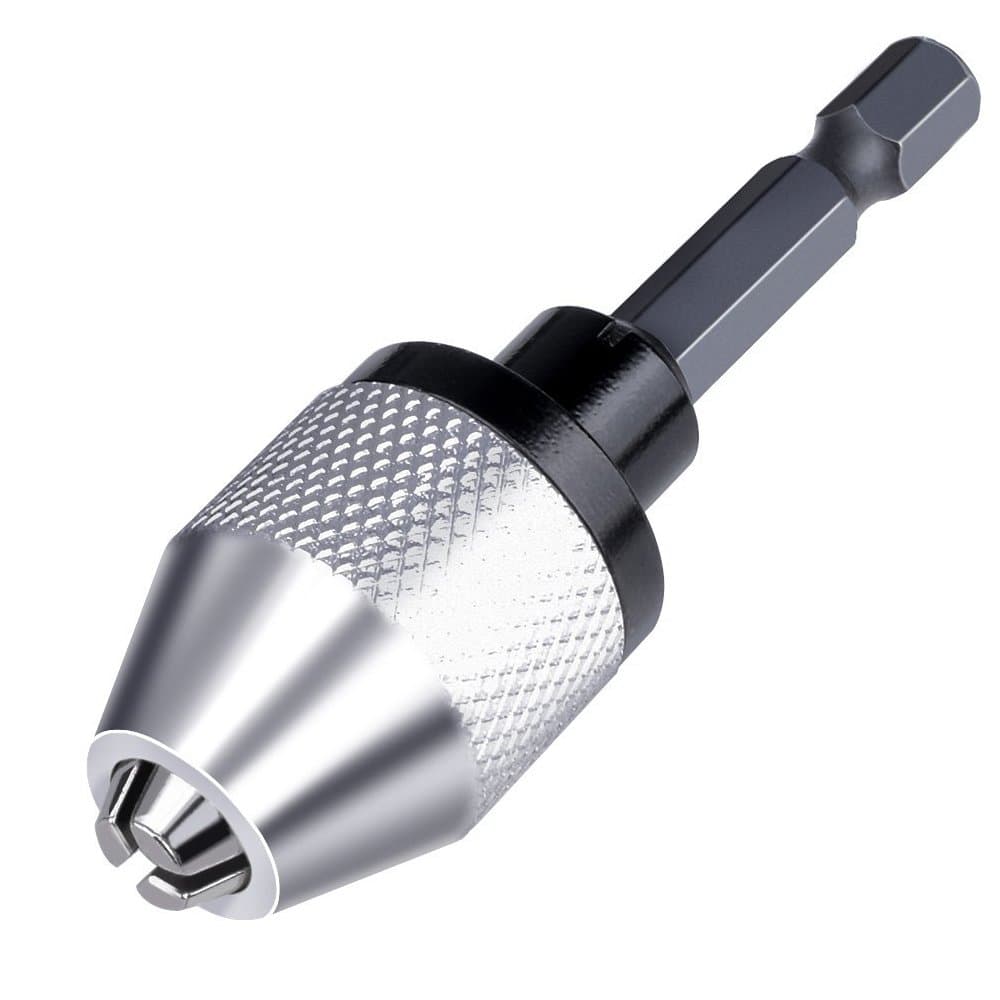Hymnorq Keyless Mini 3-Jaw Drill Chuck Screwdriver Adapter with Quick-change 1/4" Hex Shank to Hold Stright-shank 0.3-6.5mm Drill Bits Milling Cutters for Micro-production or Medical Industry