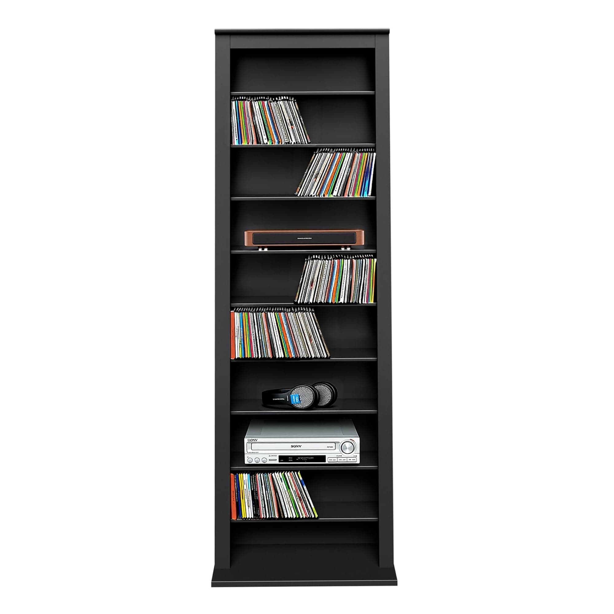Prepac Narrow Cabinet Media Storage, Slim Barrister Tower, Black