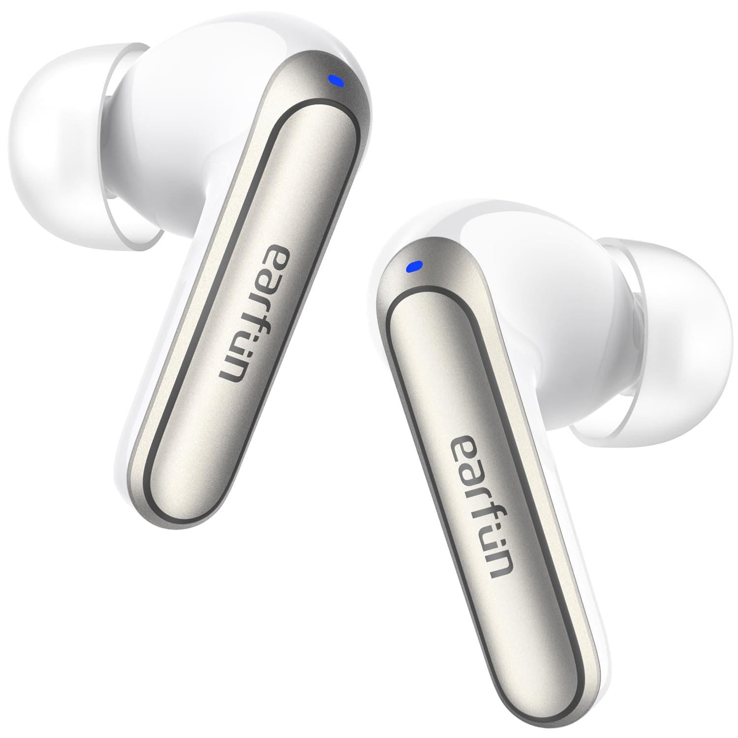 EarFun Air 2 NC Wireless Earbuds, 45dB Adaptive Noise Cancelling Headphones to Environment, LDAC, 6 Ai Mics Clear Call, 40H Playtime, IPX5, BT 5.3, Game Mode, App Support, Wireless Charging, White
