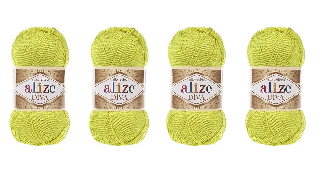 Alize Hand Knitting Yarn 100% Microfiber Acrylic Yarn Diva Silk Effect Thread Crochet Art Lace Craft Lot of 4 skeins 400gr 1532yds (109)