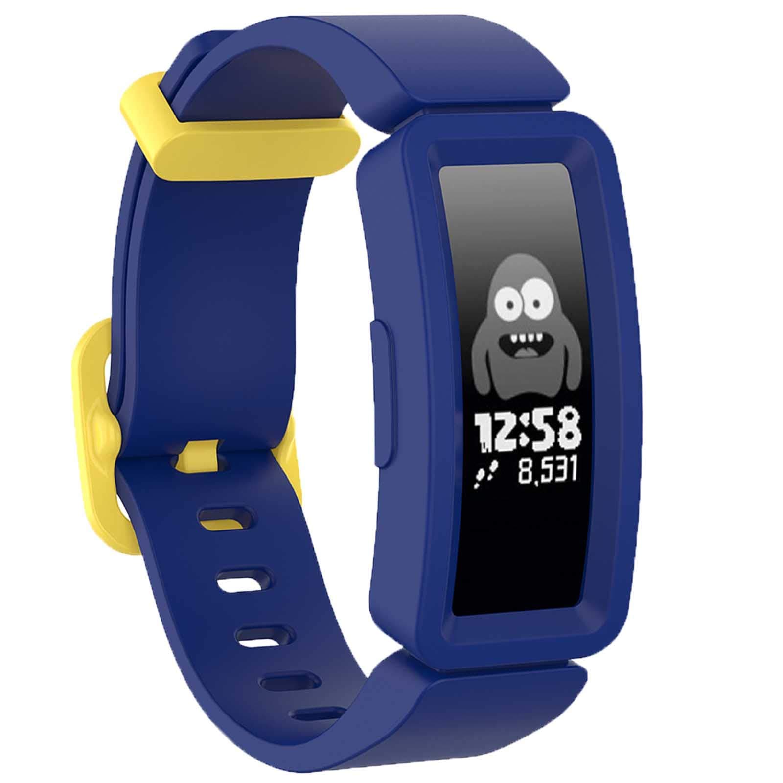 GVFM Compatible with Fitbit Ace 2 Bands for Kids 6+, Soft Silicone Bracelet Accessories Sport Strap Boys Bands Compatible for Fitbit Inspire HR & Ace 2 (Blue (Yellow Fastener Ring))