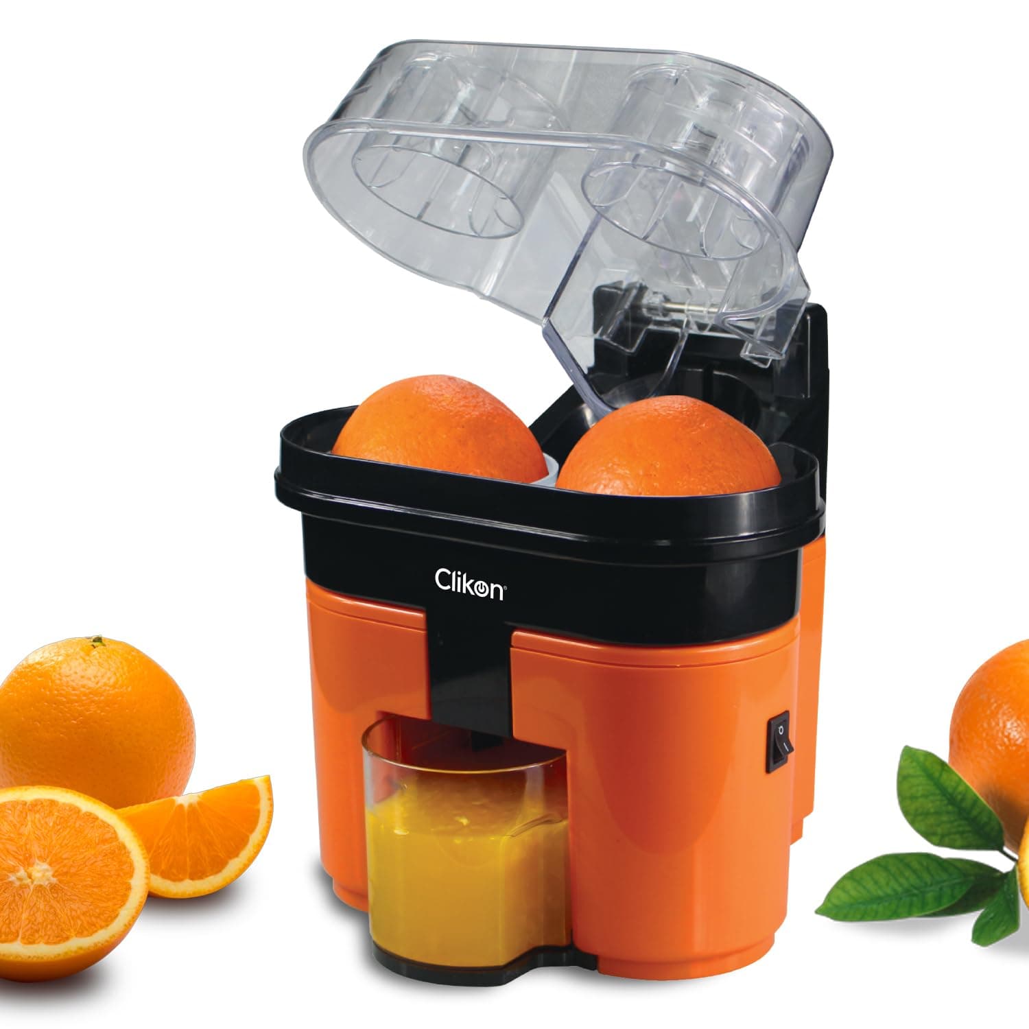 2 in 1 Citrus Juicer with Dual Squeezer Technology, One Touch Operation, Built-in Citrus Slicer, 90 Watts, 2 Years Warranty, Orange and Black - CK2258