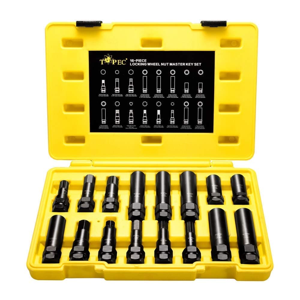 16 SAE Metric Piece Locking Lug Master Key Set, Wheel Lock Removal Kit for The Purpose of Easily Removing Locking Lug Nuts on Aftermarket Wheels