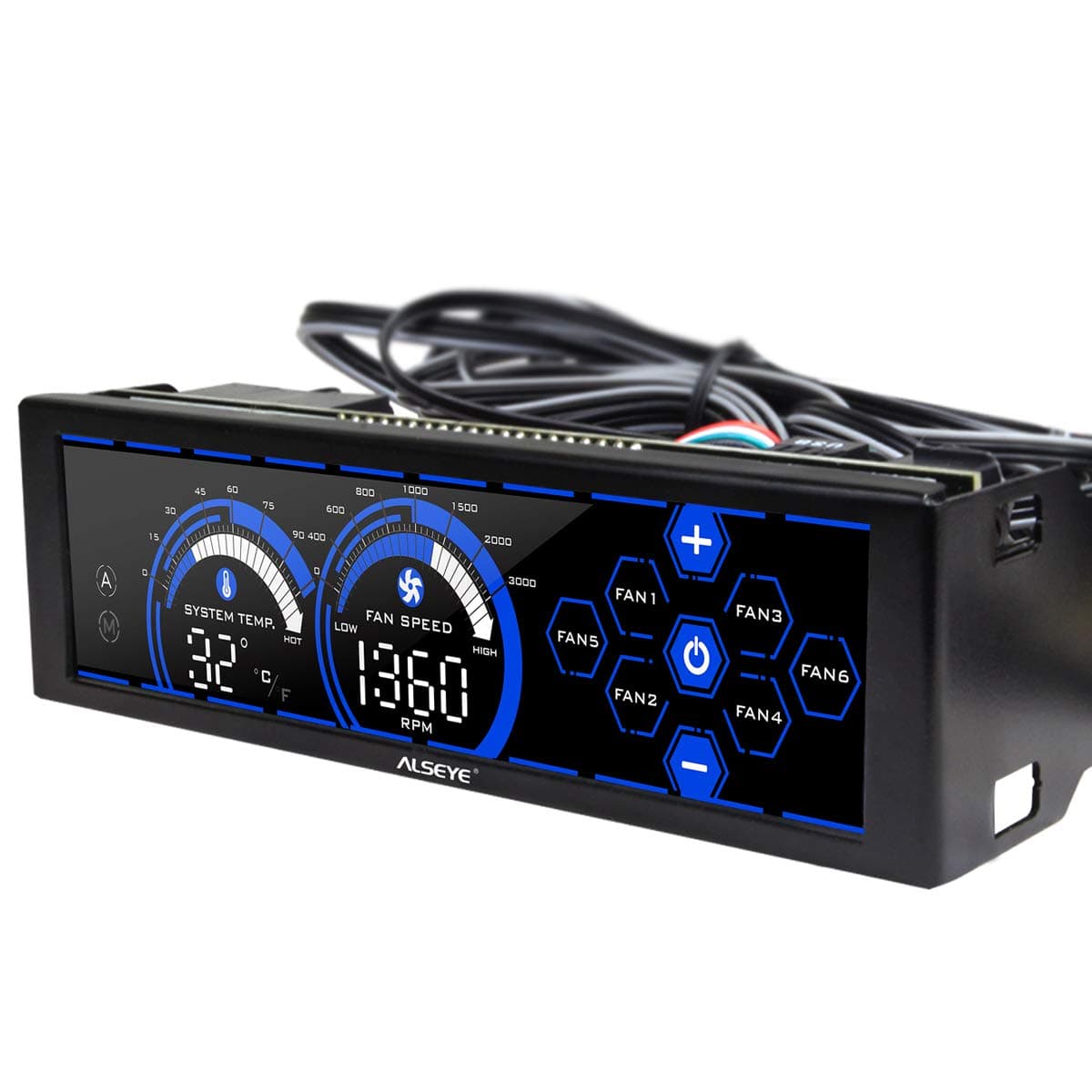 ALSEYE Case Fan Controller for Cooling Fans Temperature Controller Touch Screen 6 Channels UP to 24 WATTS Fan Speed Controller for 3pin 4pin Fan