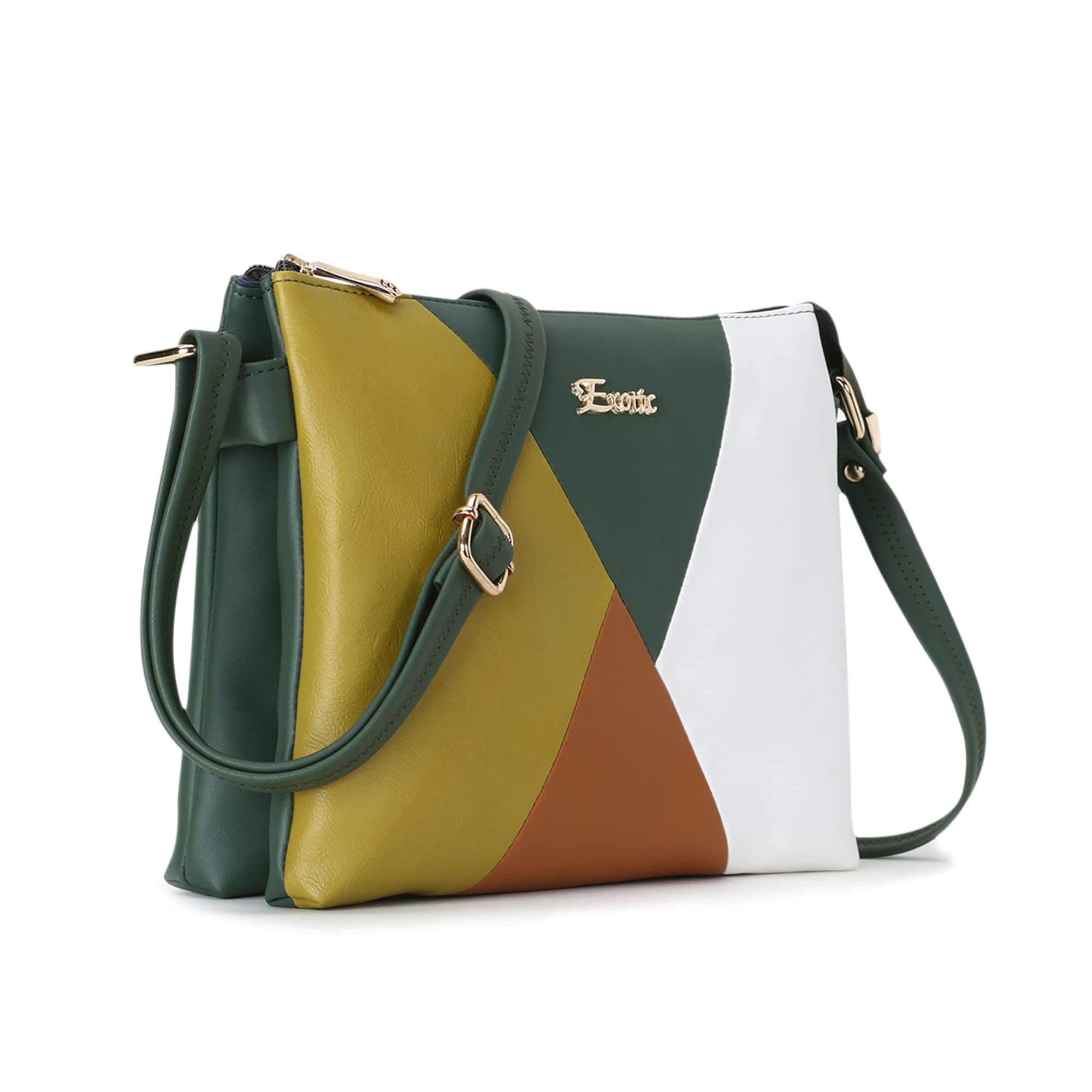 EXOTIC Colour Block Multi compartment Sling bag