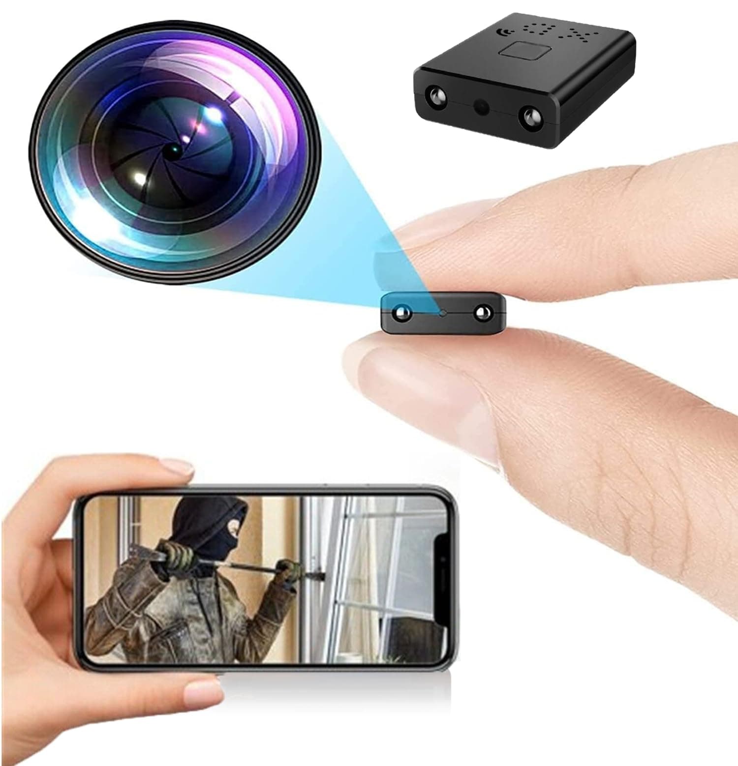 Small Wireless WiFi Camera Hidden Spy Security Cameras,Mini Nanny Cam Smart Home, Pet Dog Baby Camera Indoor Outdoor 1080P Remote Portable, Phone APP Room Camera