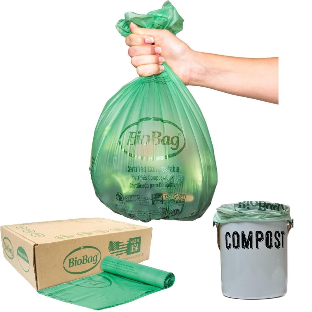 BioBag (USA), The Original Compostable Bag, 2.6 Gallon, 100 Total Count, 100% Certified Compostable Kitchen Food Scrap Bags, Kitchen Compost Bin Compatible