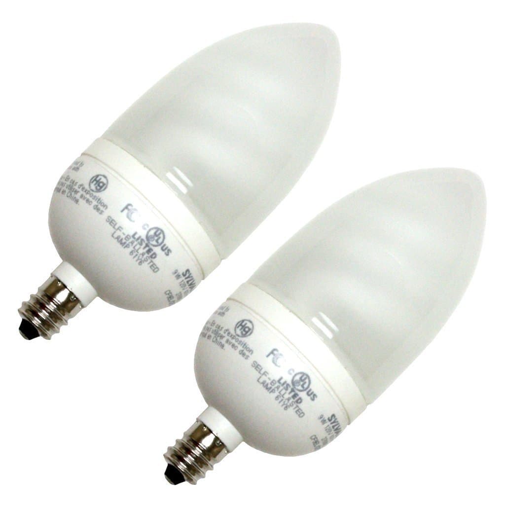 9-Watt Compact Fluorescent Lamp Candelabra Base, Warm White, 2 Pack