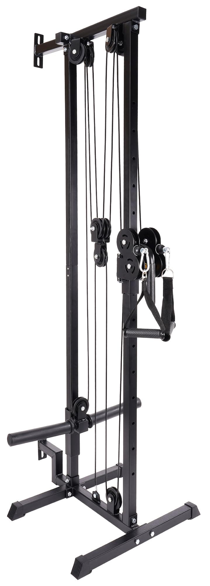 Fitvids Wall Mount Cable Station with Adjustable Dual Pulley System Pull Down Fitness Station