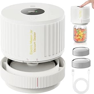 Electric Mason Jar Vacuum Sealer Kit for Wide Mouth and Regular Mouth Mason Jar - White