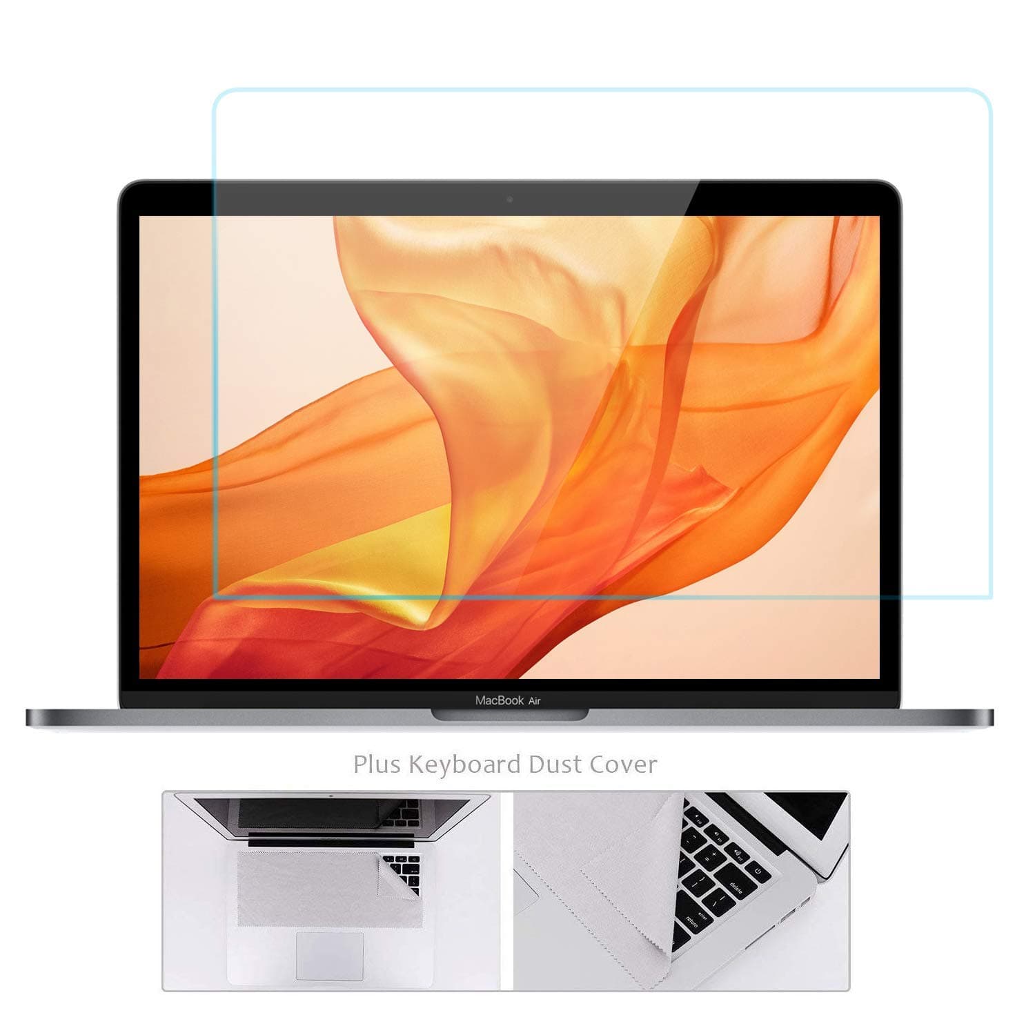 Tempered Glass Screen Protector Compatible with 2019 2018 MacBook Air 13 with Touch ID A1932 with Gift Microfiber Keyboard Cover Cloth/2016-2019 New MacBook Pro 13 Model A2159 A1706 A1708 A1989 A2338