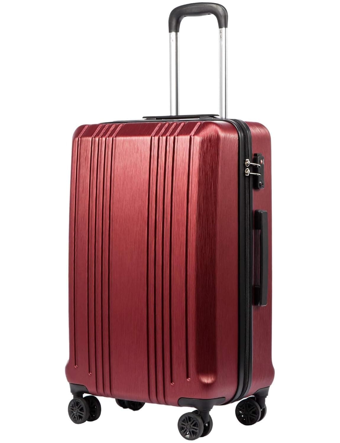Luggage PC+ABS Hardshell Suitcase with TSA Lock, Spinner Carry On Lightweight (wine red, S(20in_carry on))