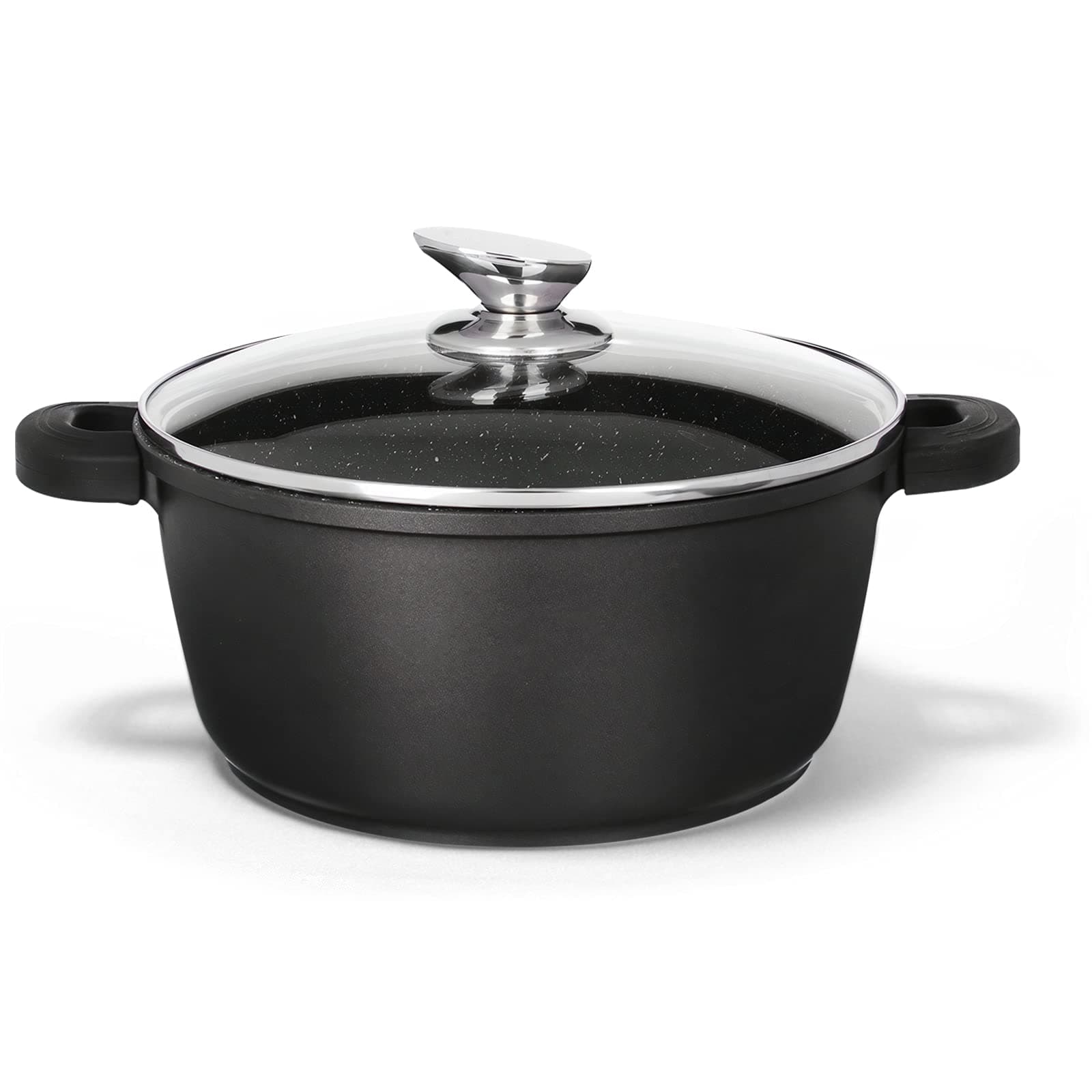 300Essentials Non-Stick Casserole Dish - Induction Safe - with Marble Coating - 20 cm - Cooking Pot with Glass lid - Pan Casserole - Cookware