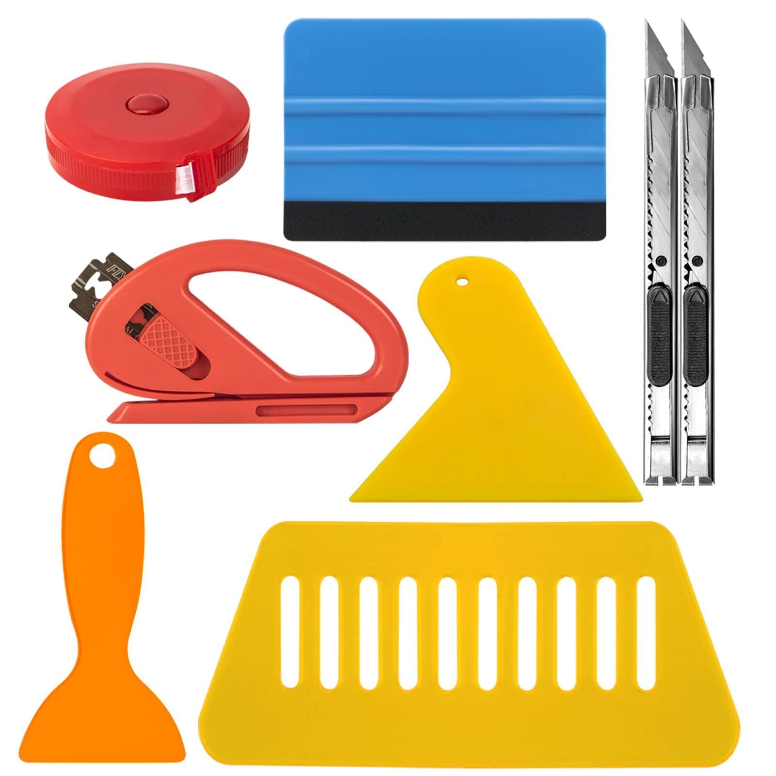 Versatile Tool Kit for Wallpaper & Vinyl Backsplash Installation, Car Vinyl Wrap Squeegee Smoothing Tools, Window Tint Application Kit with Trimming Tool, Felt Squeegee, Hard Scraper