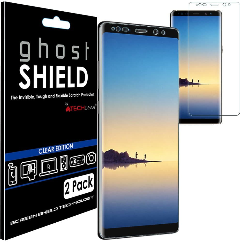 TECHGEAR [2 Pack] Screen Protectors to fit Samsung Galaxy Note 8 [ghostSHIELD Edition] Genuine Reinforced TPU Screen Protector Guard Covers with Full Screen Coverage inc Curved Screen