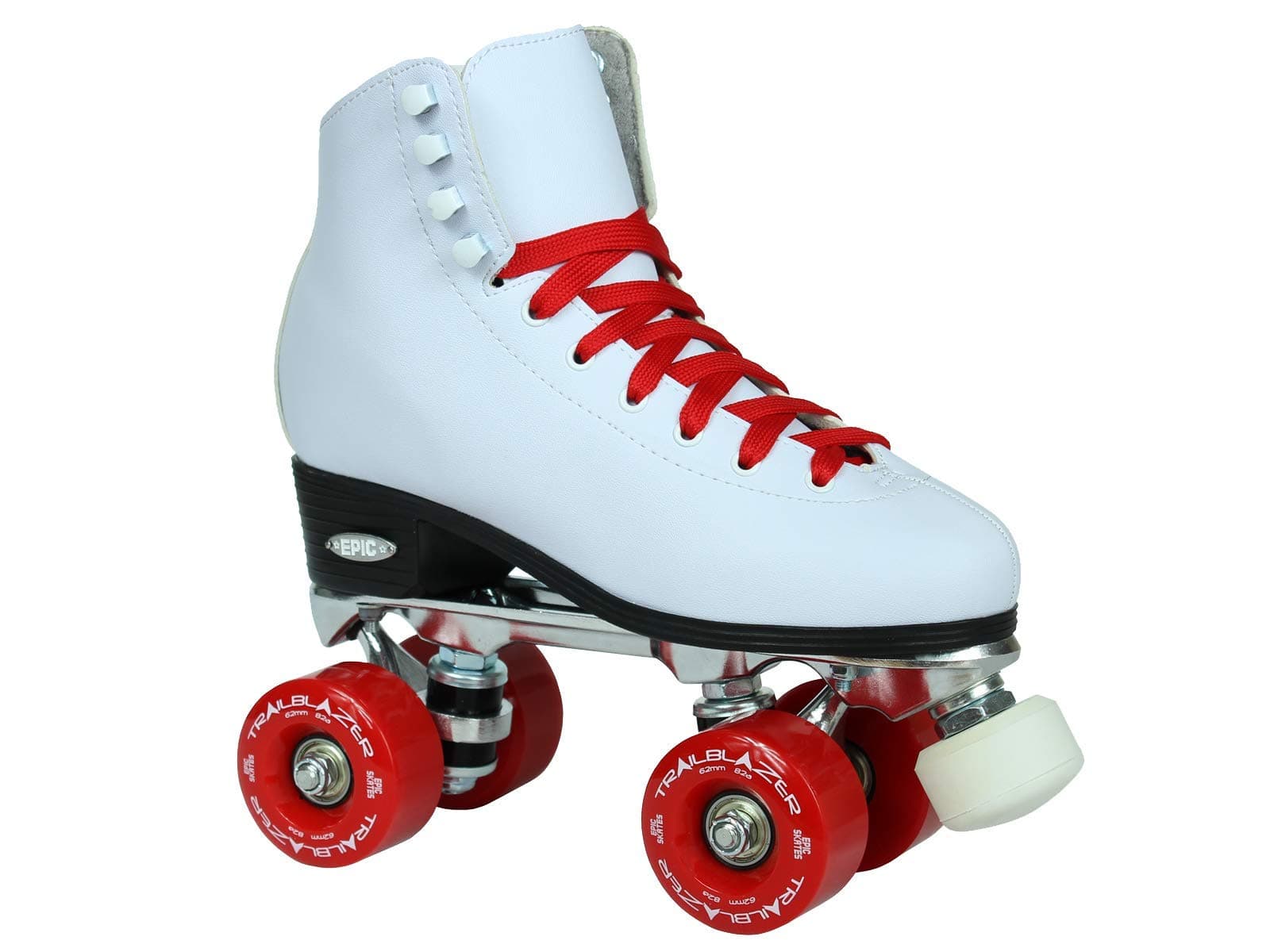 Classic White with Red Wheels Roller Skates, 7, (ClassWhRed07)