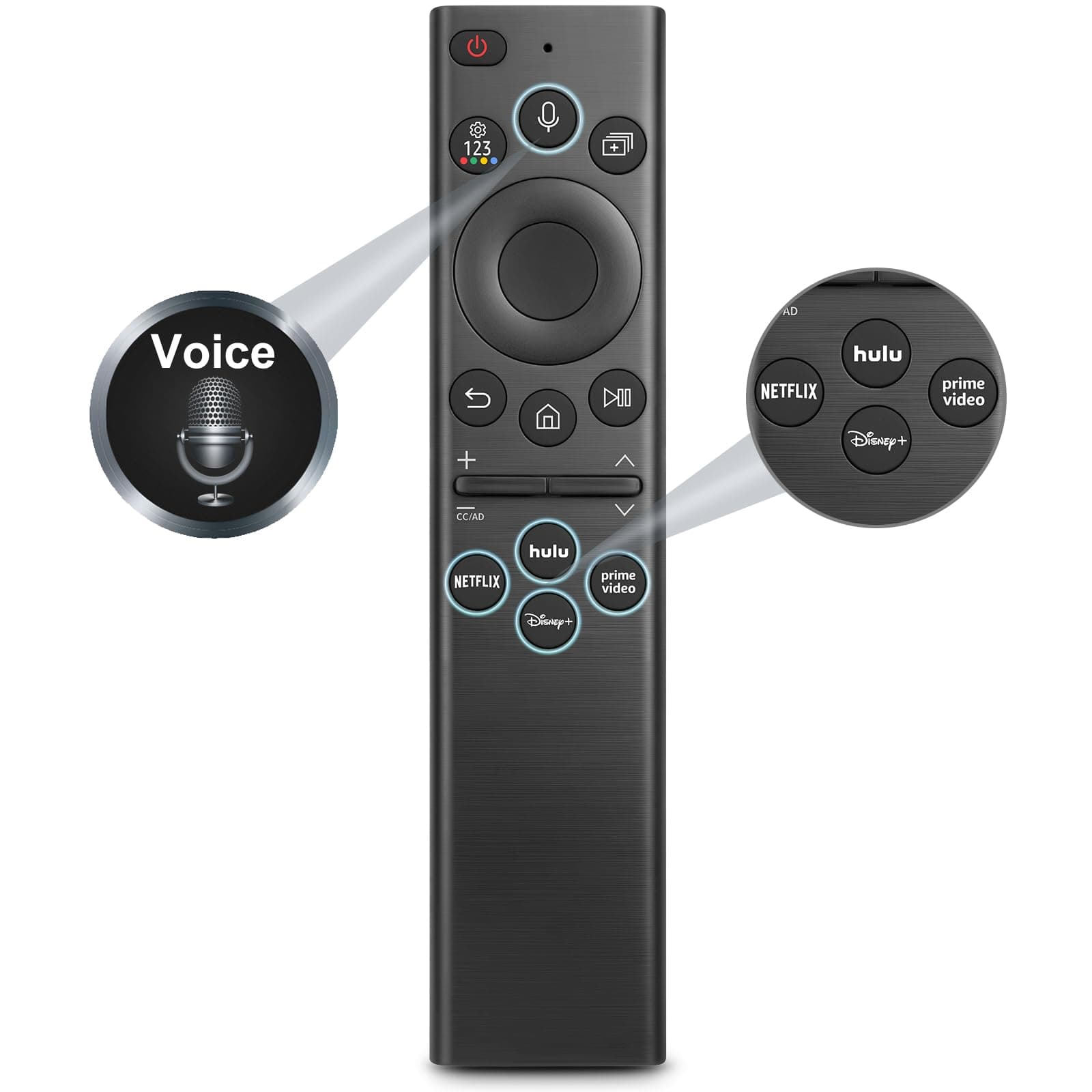 Replacement for Samsung-TV-Remote-Control for All Samsung Smart UHD, OLED, QNED, Frame Series TVs with Voice Function