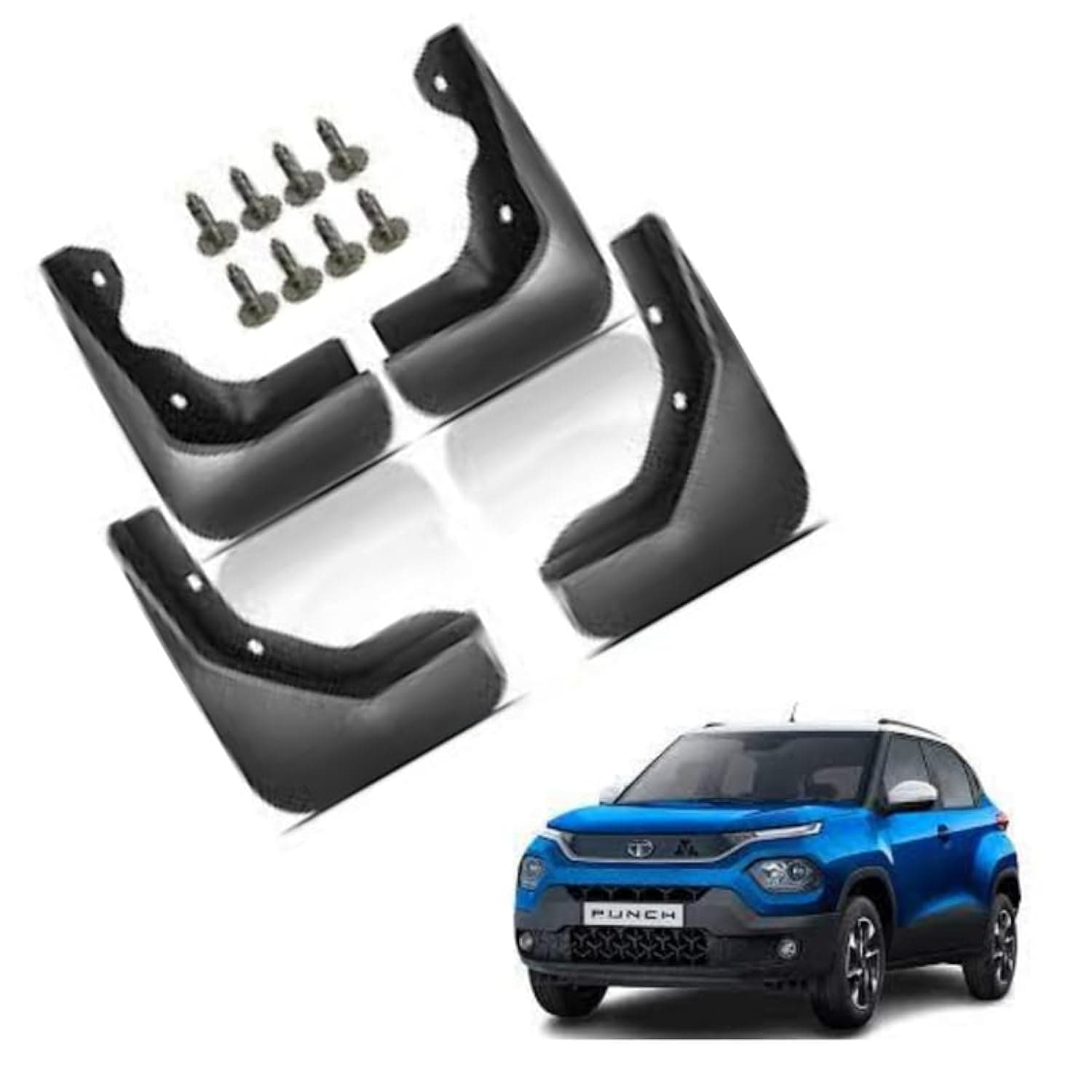 Autokaar OE Type/Box Type Car Mud Flap for Tata Punch, Black