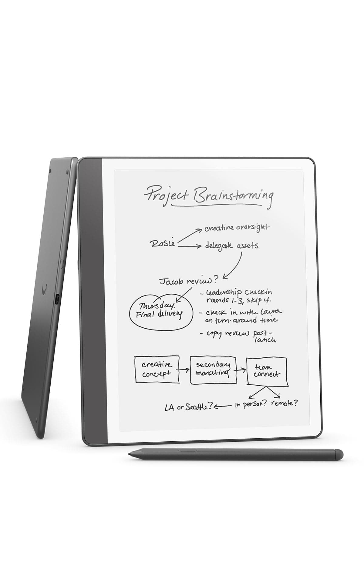 - Amazon Kindle Scribe (32GB) - Your notes, documents and books, all in one place. With built-in AI notebook summarization. Includes Premium Pen - Tungsten