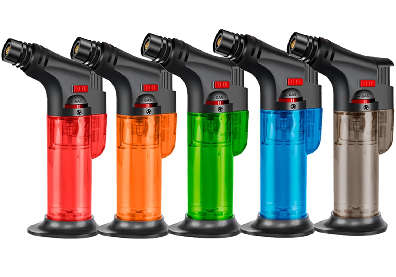 YY YITIKA 5 Pack Torch Lighters Set, Butane Refillable Jet Flame Torch Lighter, Windproof, Safe, Multi Utility Lighter for Candles, Fireplaces, Campfires, Grill (Without Butane) (5 Pcs Multicolor)