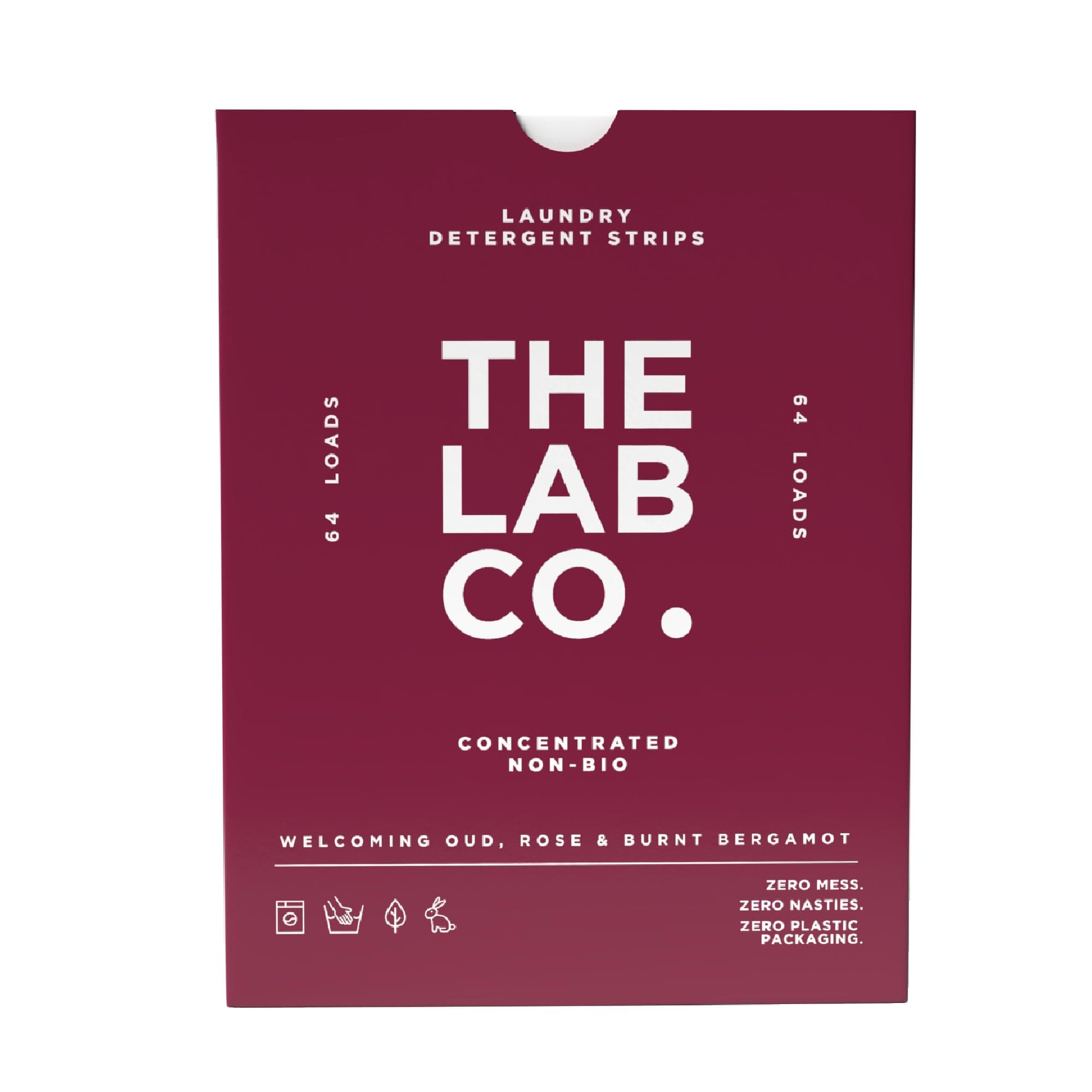 The Lab Co. Laundry Detergent Strips Sheets Eco Ultra-Concentrated Non-Bio Welcoming Oud Rose Bergamot Patchouli. For Hand and Machine Washing. For up 64 Loads