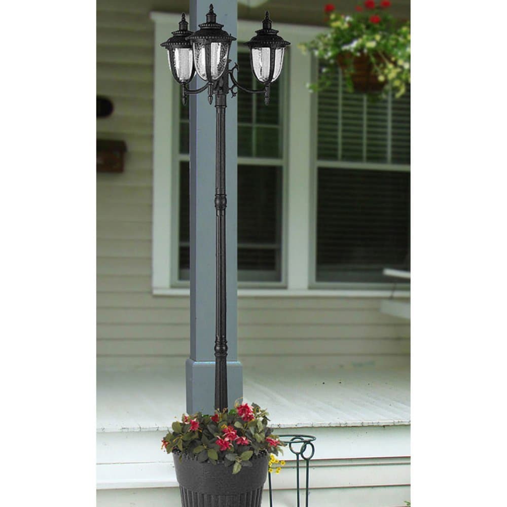 Sun-Ray Hannah Three Head Solar Lamp Post and Planter in Black