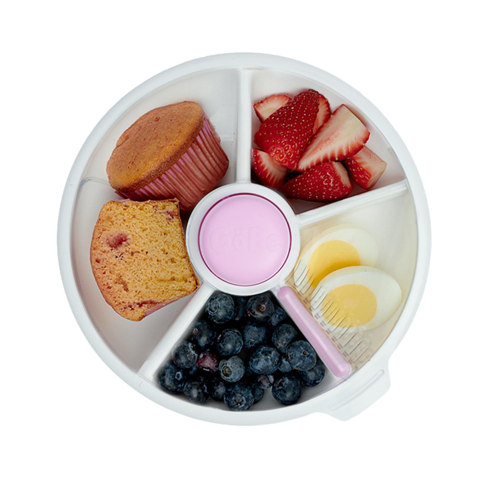 GoBe Kids Large Snack Spinner Bundle with Hand Strap and Sticker Sheet - Reusable Snack Container with 4 Compartment Dispenser & Sliding Door | BPA and PVC Free | Dishwasher Safe | No Spill, Leakproof