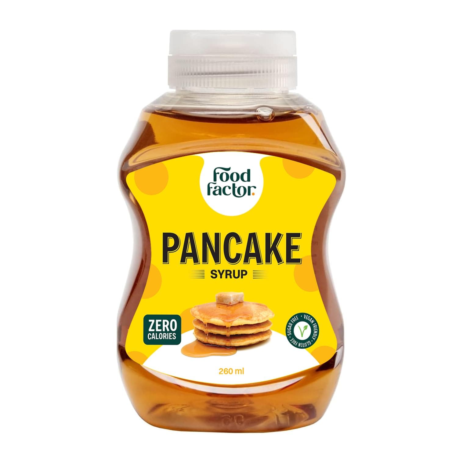 Food Factor Pancake Syrup | Made in Italy | Zero Sugar, Zero Calorie, Gluten Free, Suitable For Vegan, Keto Friendly, Use it with Pancake, Waffles, Muffins or Crepes 260 ml