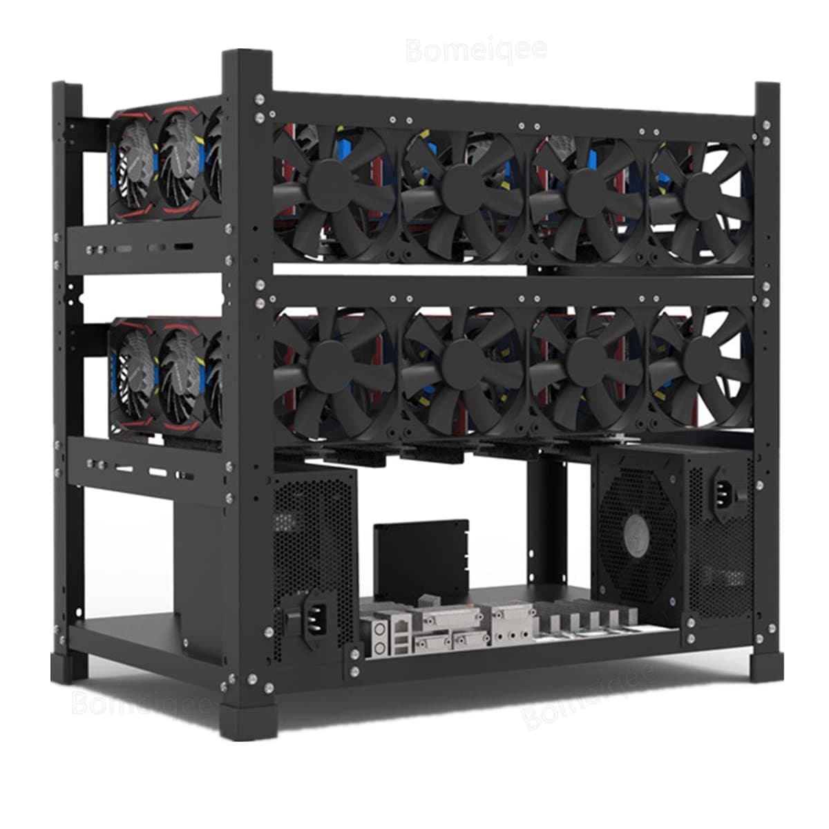 Mining Rig Frame for 12GPU - Steel Open Air Miner Case, Support Dual Power Supply for Crypto Coin Currency Bitcoin ETH ETC ZEC - Frame Only, Fans & GPU Not Included
