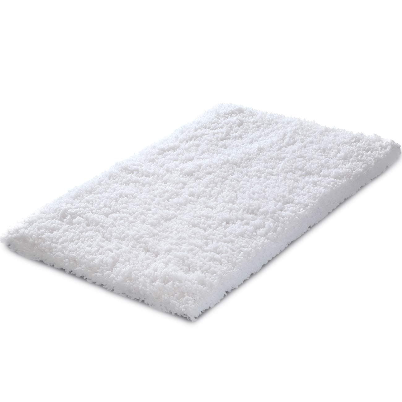 KMAT Bath Mat 31" x 19" White Soft Plush Non Slip Absorbent Microfiber Bathroom and Shower Rugs Luxury Machine Washable Doormat Floor Mat for Bathroom Bathtub Bedroom Living Room Home Hotel