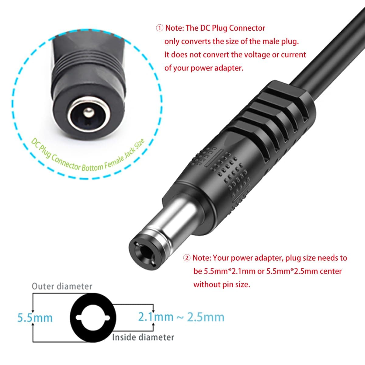 DC Plug 11 Connector Tips Kits [ 6.0x4.4mm 6.3x3.0mm 5.0x3.0mm 5.5x2.5mm 5.5x1.7mm 4.8x1.7mm 4.0x1.7mm 3.5x1.35mm 3.0x1.1mm 2.5x0.7mm LED Terminal Connector ] for 5.5 x 2.1mm AC Power Adapter