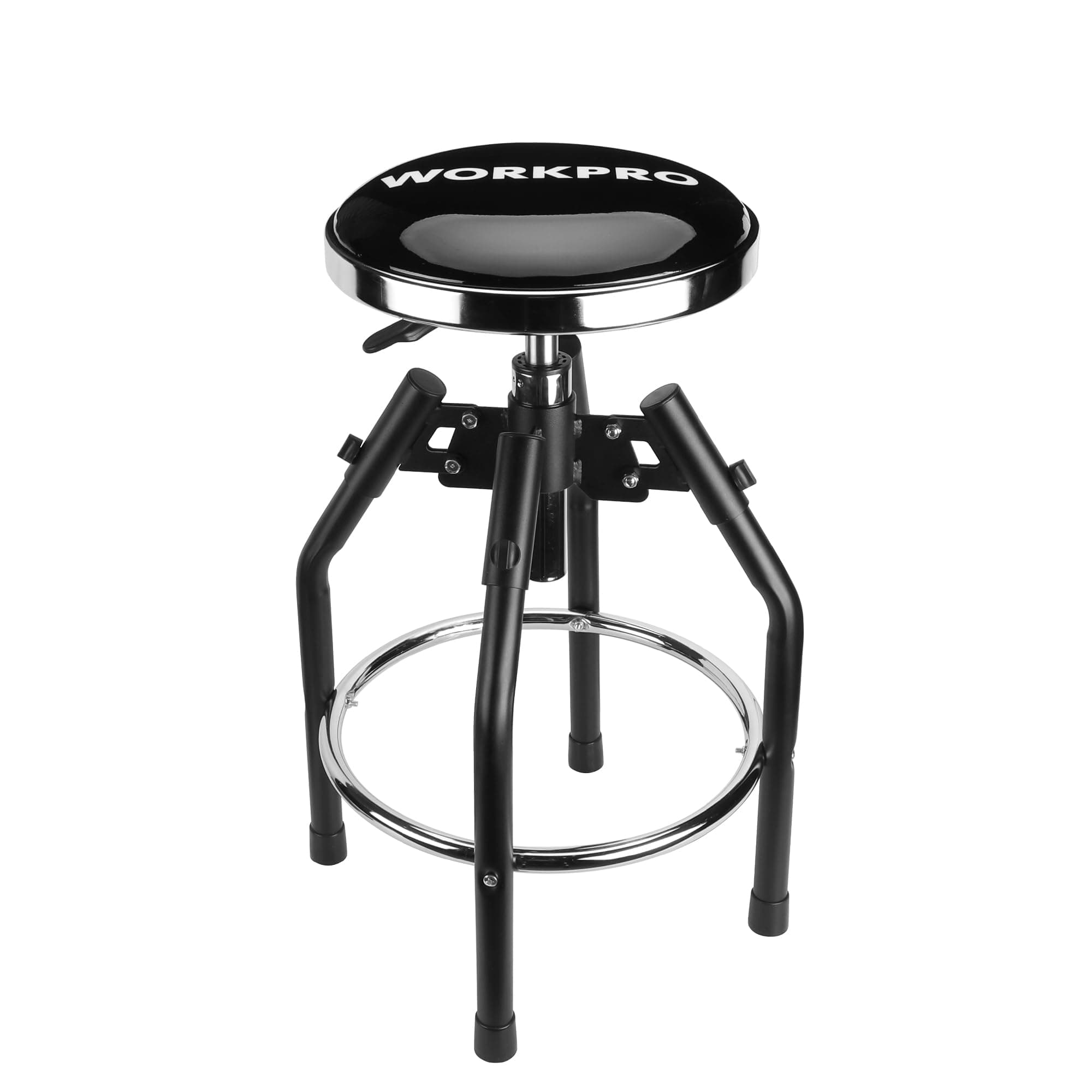 WORKPRO Heavy Duty Adjustable Hydraulic Shop Stool,Garage Bar Stool, 29in to 33.86in, 330-Pound Capacity, Black