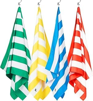 Dock & Bay Beach Towel - Quick Dry, Sand Free - Compact, Lightweight - 100% Recycled - Includes Bag - Cabana - Set A (4), Large (160x90cm, 63x35)