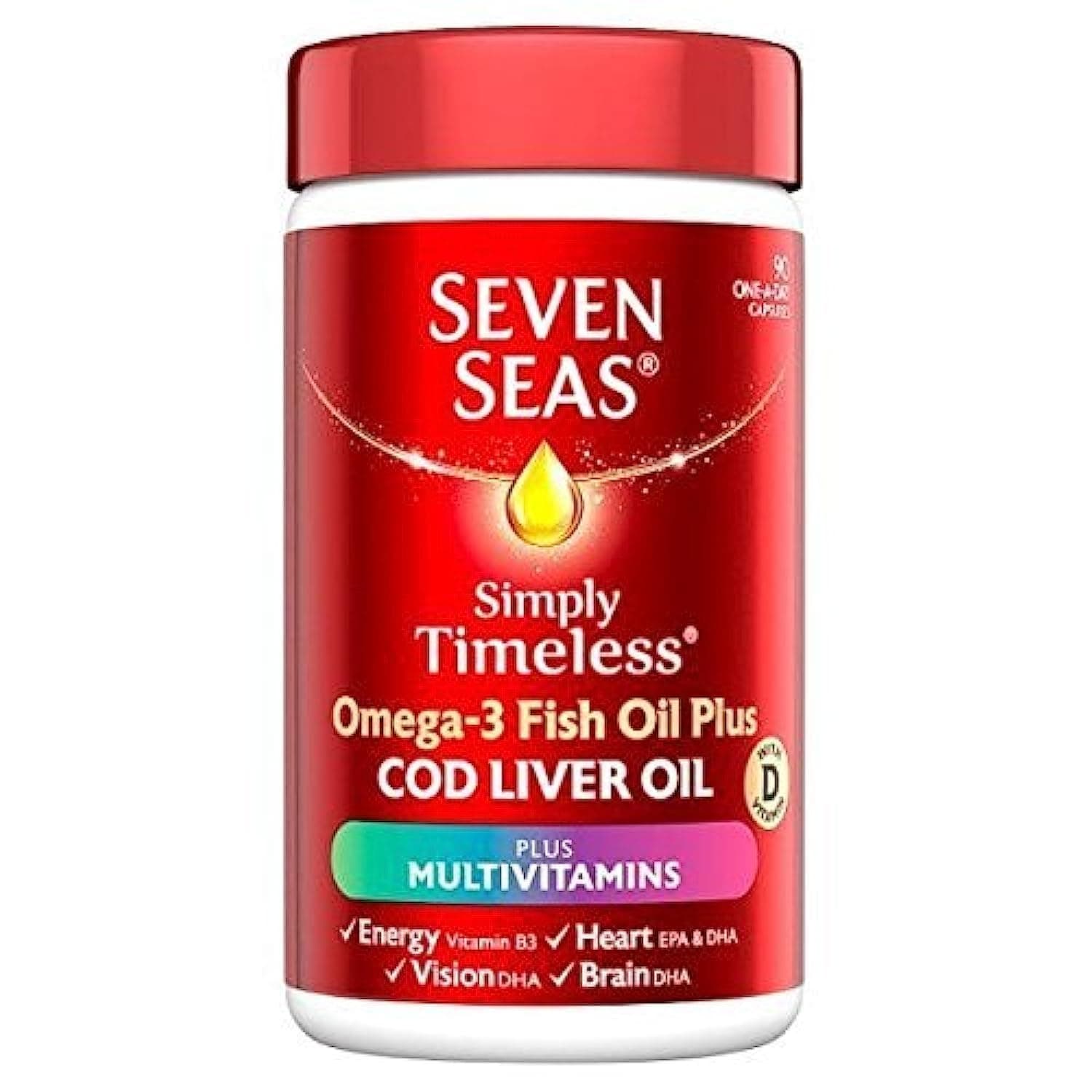 Seven Seas Simply Timeless Omega-3 Fish Oil Plus Cod Liver Oil, 120 Softgels
