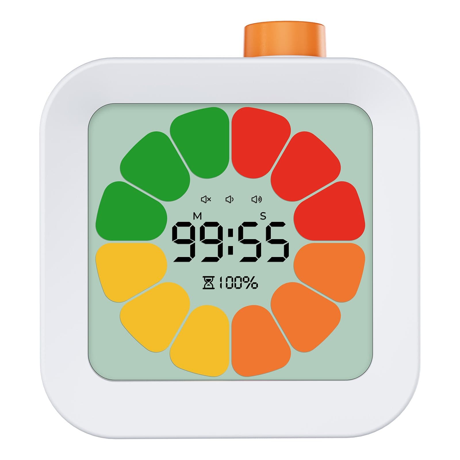 EooCoo Digital Visual Timer for Kids,99-Minute Silent Countdown Count Up Rotation Productivity Timers,Color Petal Progress,Mins/Secs Switch,Time Management Education Tool for School,Office,ADHD-White