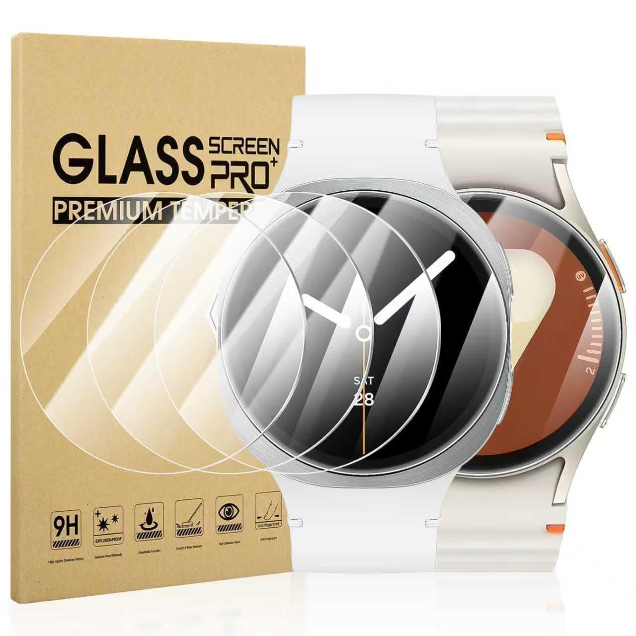Diruite 4-Pack Screen Protector for Samsung Galaxy Watch 8/7/6/5/4/FE 40mm Tempered Glass Screen Cover[Diameter Size 37mm]