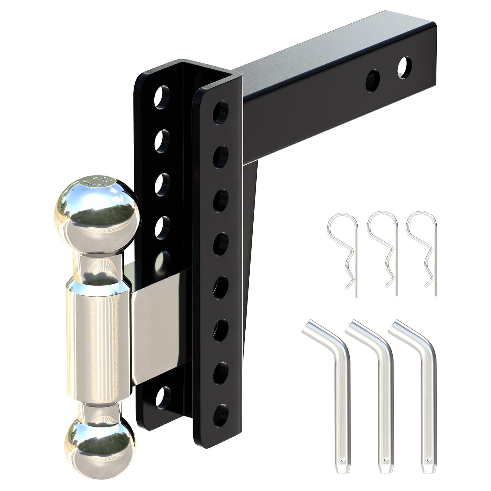 ORCISH Adjustable Trailer Hitch, 2'' Receiver, 8'' Drop/Rise, 2'' & 2-5/16'' Ball, 22,000 LBS Towing Capacity, Fits Truck, RV, Trailer, ATV