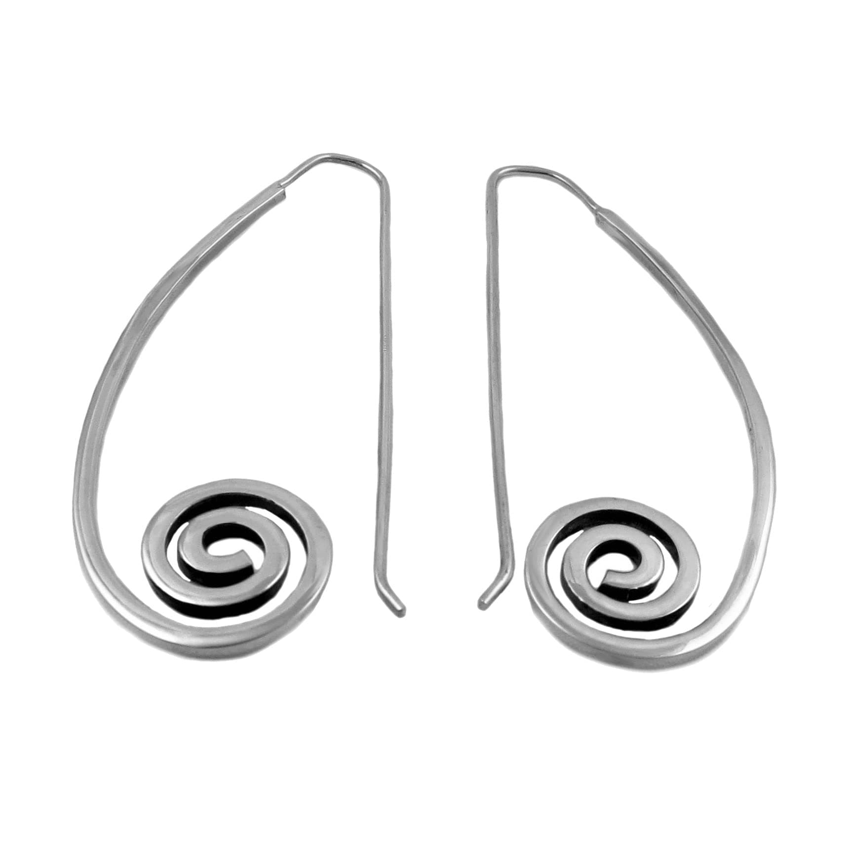 Sterling 925 Silver Deco Swirl Threader Earrings