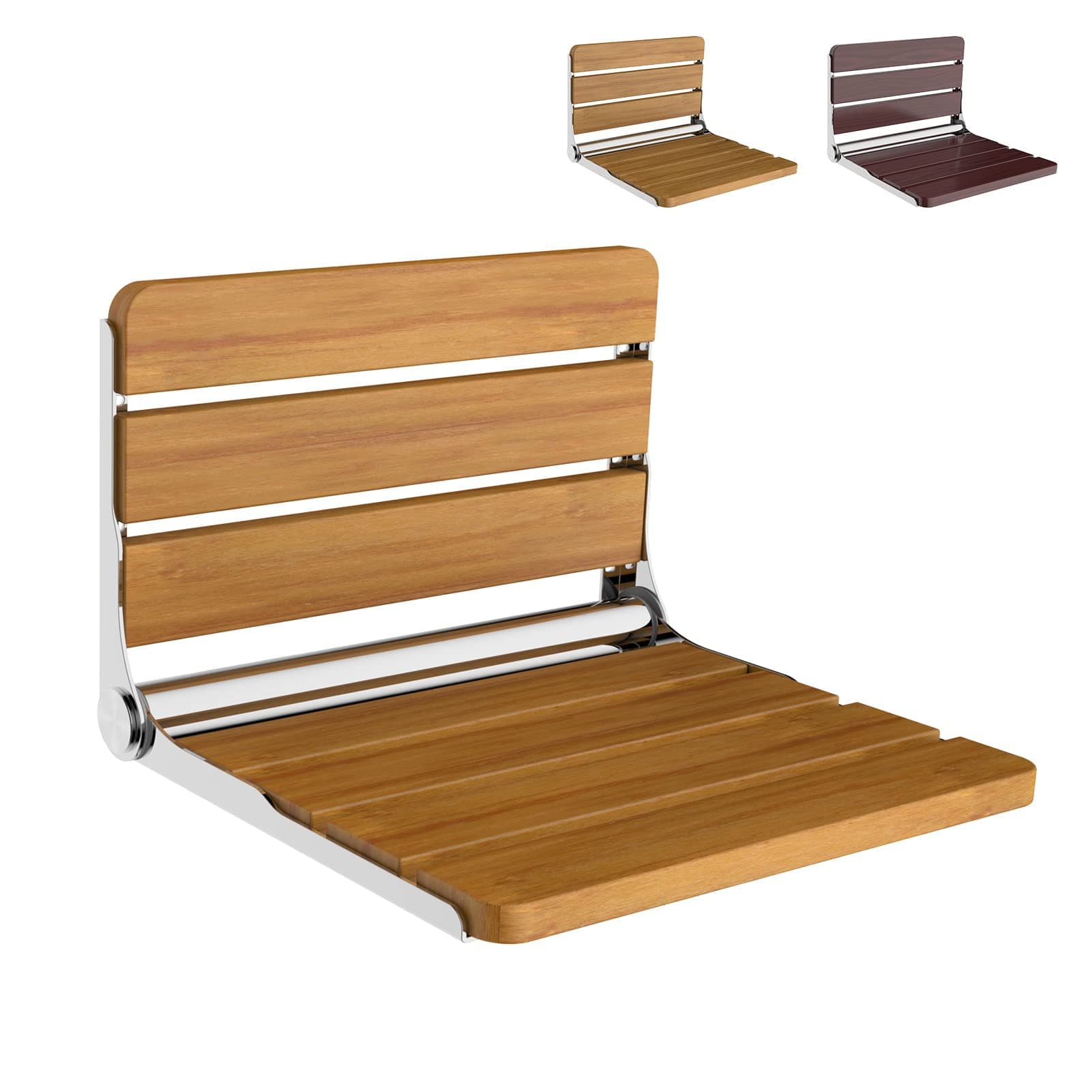 Folding Shower Seat Wall Mounted,Fold Down Shower Seat,Foldable Shower Bench,Home Care Teak Shower Seat Bench for Inside Shower,Folding Shower Seat Bench,Wall Mount Shower Seat Bench Chair
