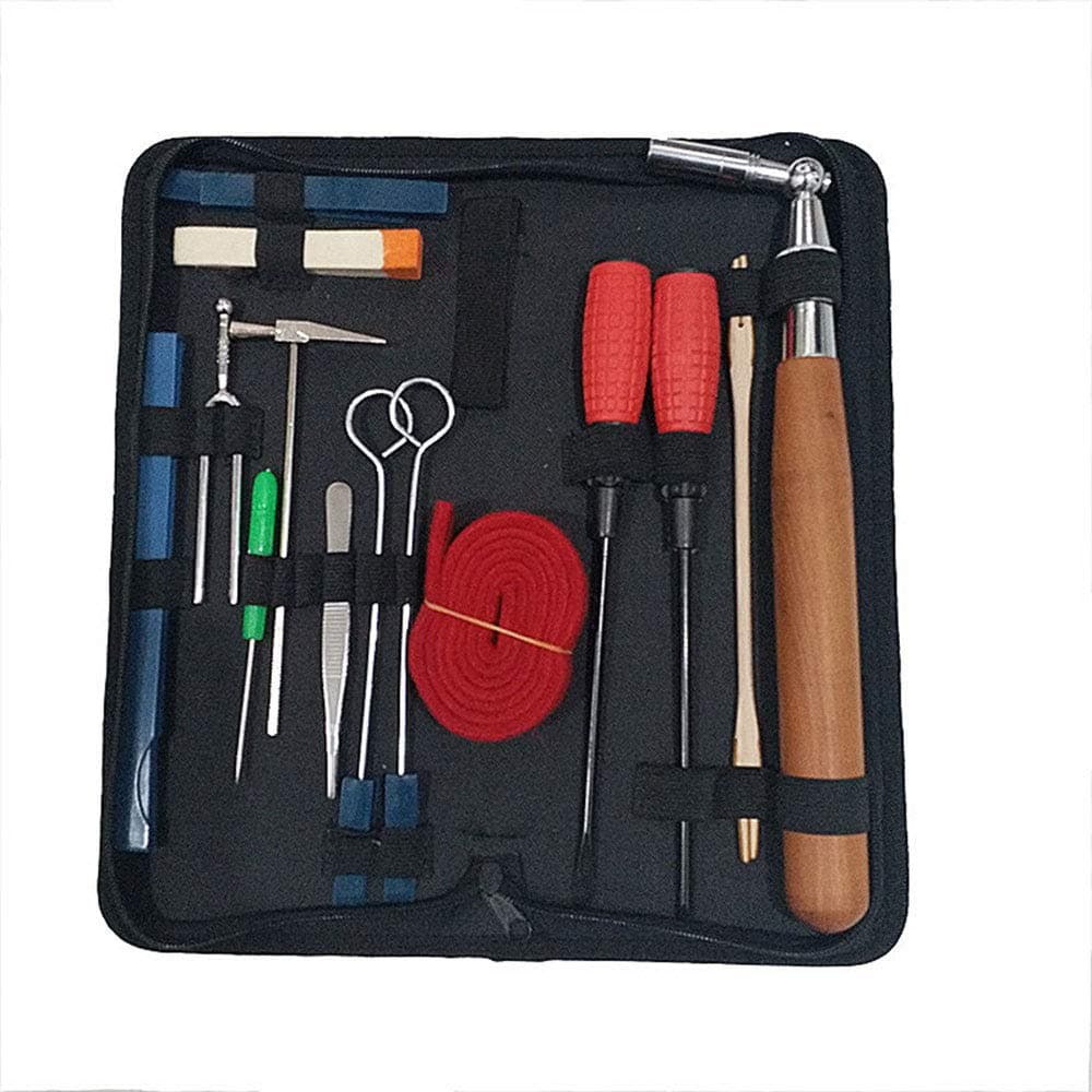 Piano Tuning Kit 16pcs Professional Tools Set Accessories include Wrench Hammer Mute Fork Screwdriver Belt Tweezers Clip for Beginners and Professionals (16pcs)