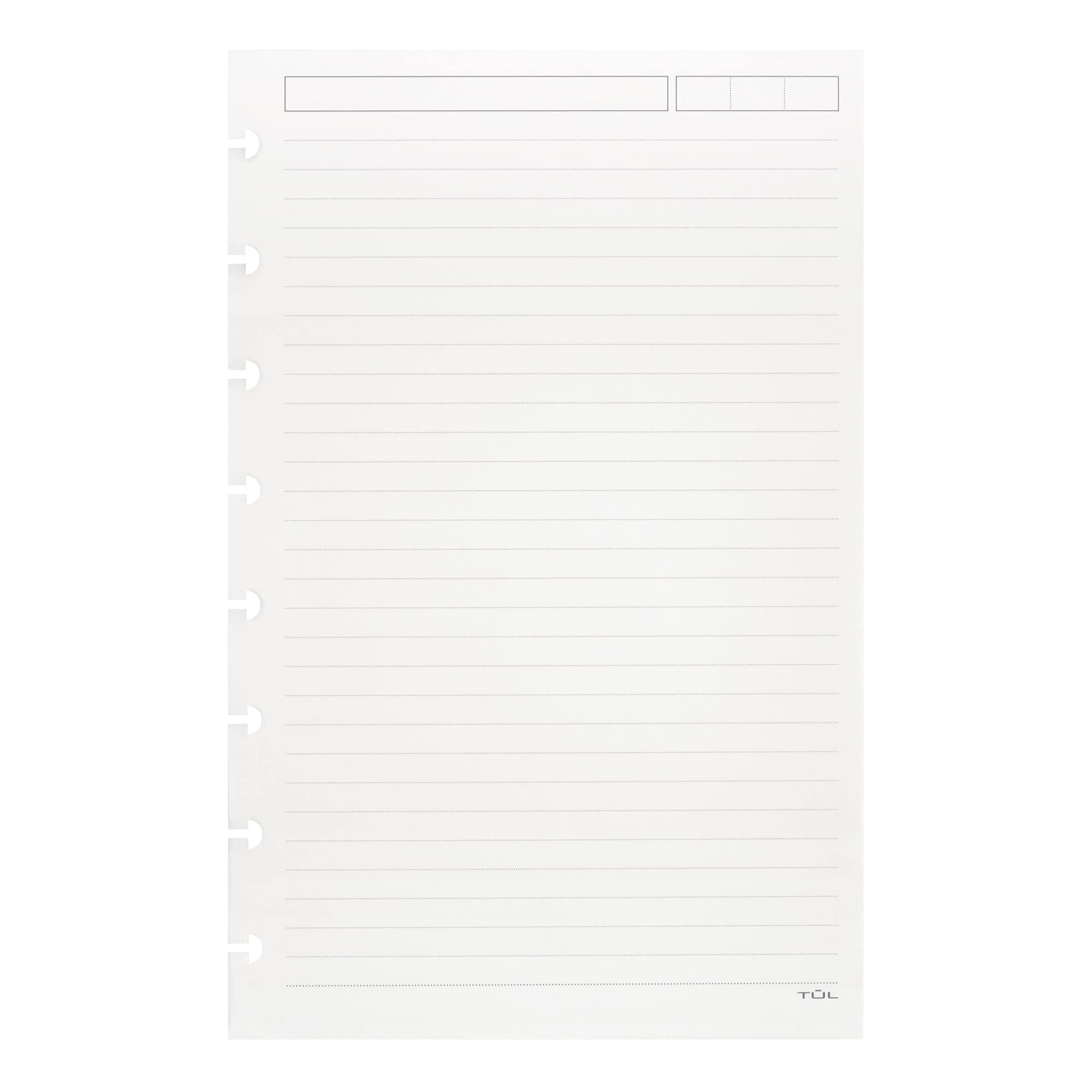 TUL Custom Note-Taking System Discbound Refill Pages, 5.5" x 8.5" Junior Size, Narrow Ruled, 100 Pages (50 Sheets) White