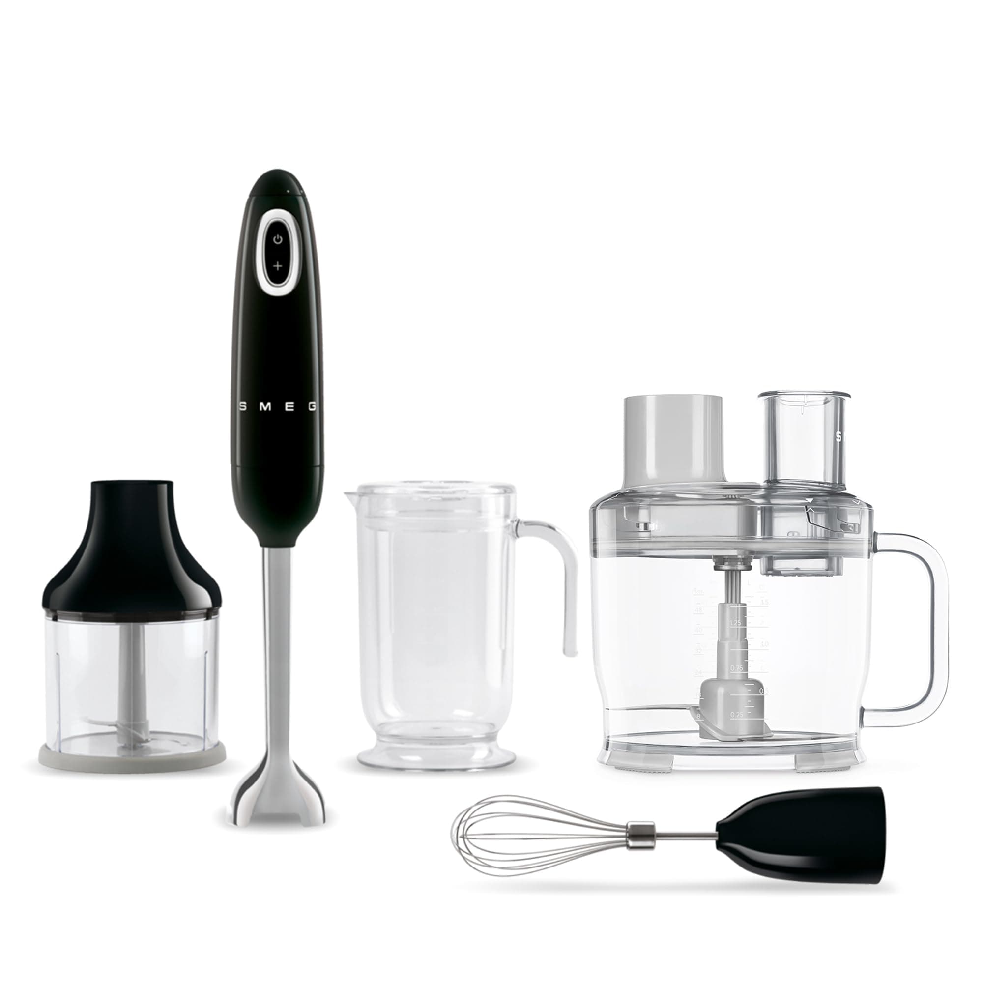 Hand Blender & Food Processor Bundle – HBF03 with HBFP11 Attachment – Retro Style, 350W Motor, Variable Speed, Tritan™ Renew Bowl, 5-in-1 Functionality, Black
